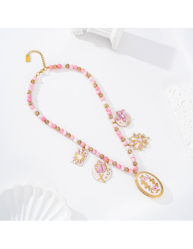 Inel - collier à breloques rose