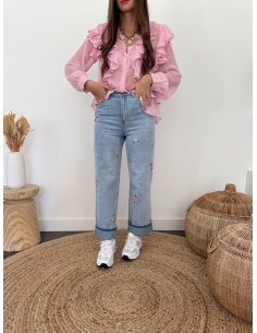 Laurence - blouse rose en soie 2