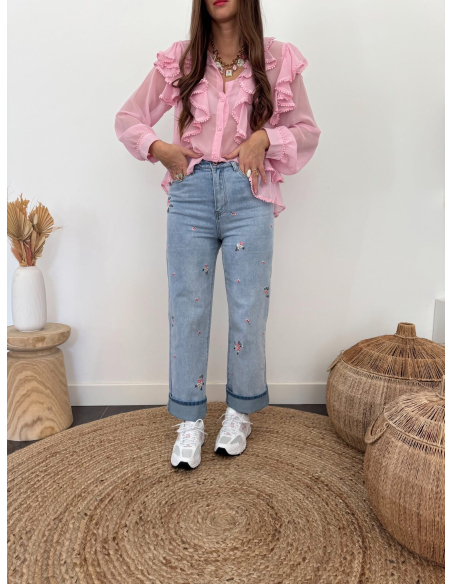 Laurence - blouse rose en soie