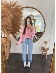 Laurence - blouse rose en soie