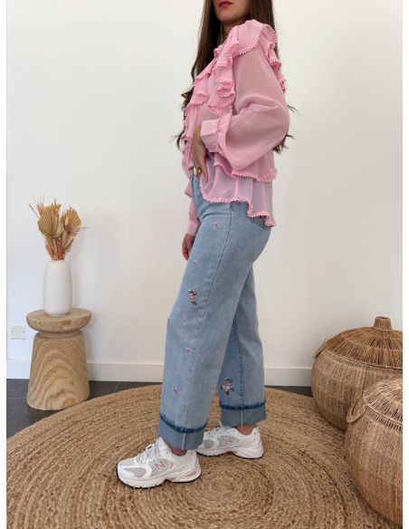 Laurence - blouse rose en soie