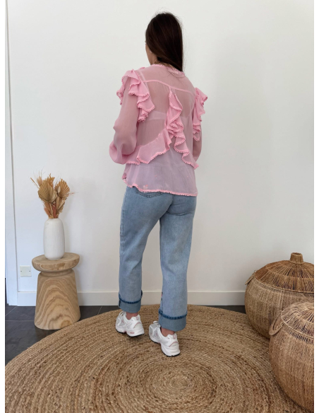 Laurence - blouse rose en soie