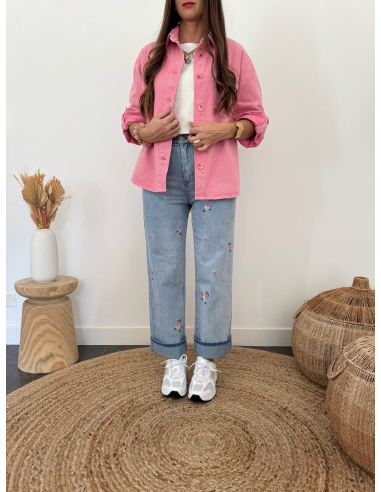 Olvie - surchemise rose en jean