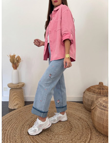 Olvie - surchemise rose en jean