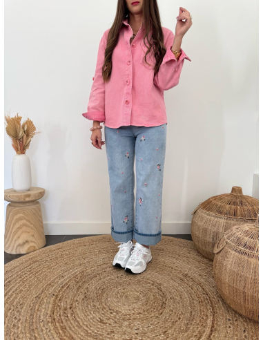 Olvie - surchemise rose en jean