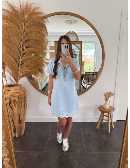 Garine - robe en jean brodée