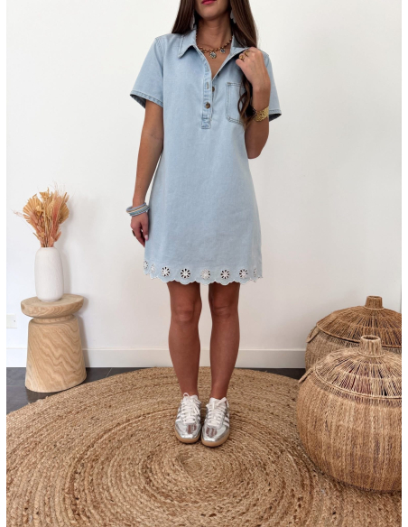 Garine - robe en jean brodée
