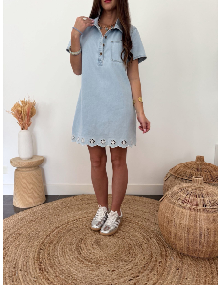 Garine - robe en jean brodée