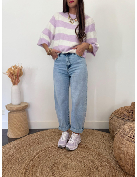 Elior - pull rayé lilas