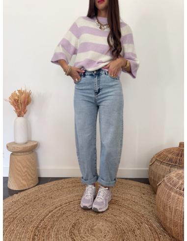 Elior - pull rayé lilas