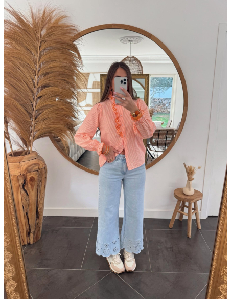 Audrey - chemise rayée orange