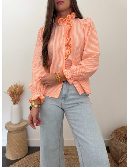 Audrey - chemise rayée orange