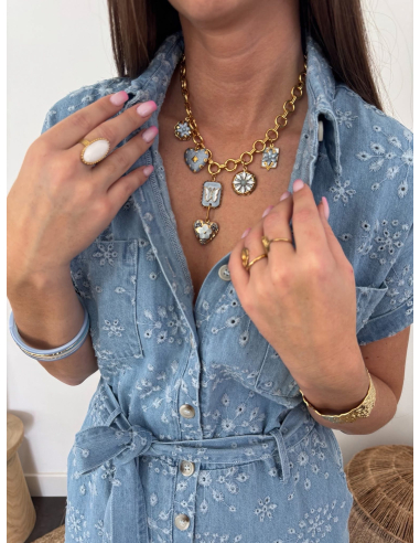 Olympe - collier à breloques bleu ciel