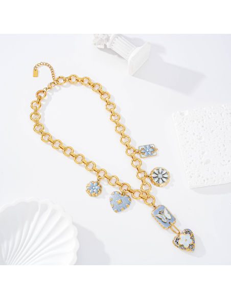 Olympe - collier à breloques bleu ciel