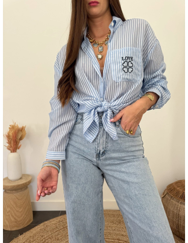Inaya - chemise rayée bleu