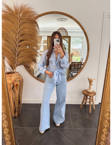 Inaya - chemise rayée bleu