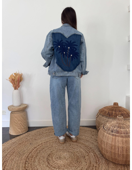 Valeriane - veste en jean palmiers