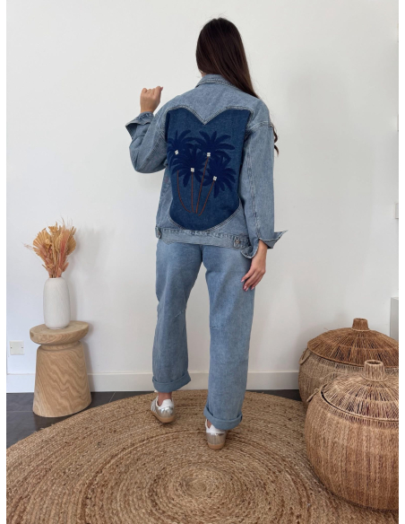 Valeriane - veste en jean palmiers