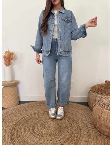 Valeriane - veste en jean palmiers