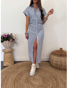 Polanne - robe rayée bleu & blanc 2