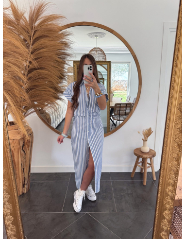 Polanne - robe rayée bleu & blanc