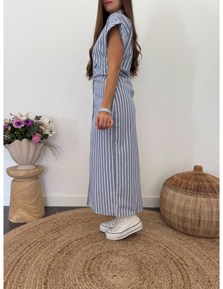 Polanne - robe rayée bleu & blanc
