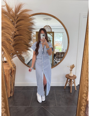 Polanne - robe rayée bleu & blanc
