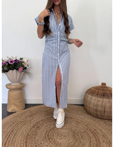 Polanne - robe rayée bleu & blanc