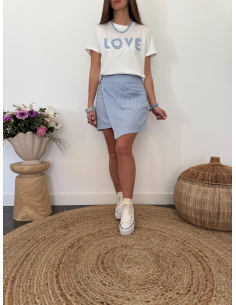 Delphine - jupe vichy bleu & blanc 2