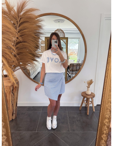 Delphine - jupe vichy bleu & blanc