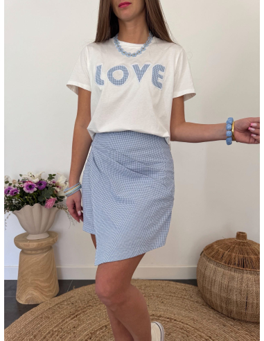 Delphine - jupe vichy bleu & blanc