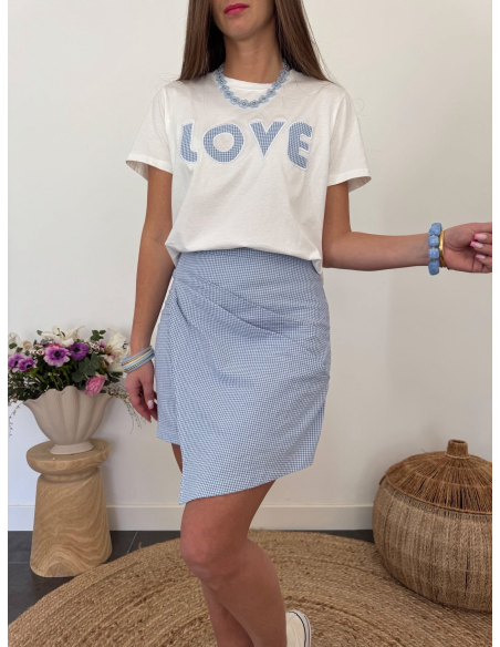 Delphine - jupe vichy bleu & blanc