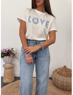 Gaston - t-shirt LOVE bleu & blanc 2