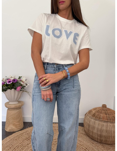 Gaston - t-shirt LOVE bleu & blanc