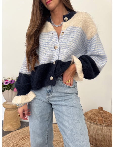 Eliel - gilet rayé bleu