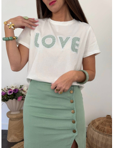 Gaston - t-shirt LOVE vert & blanc