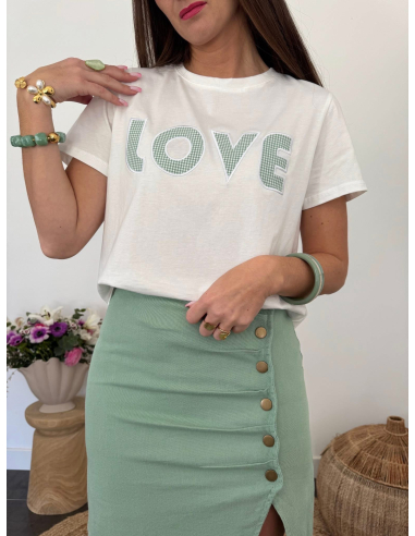 Gaston - t-shirt LOVE vert & blanc