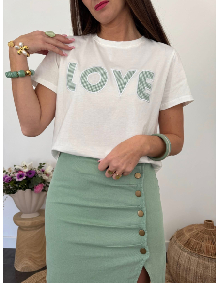 Gaston - t-shirt LOVE vert & blanc