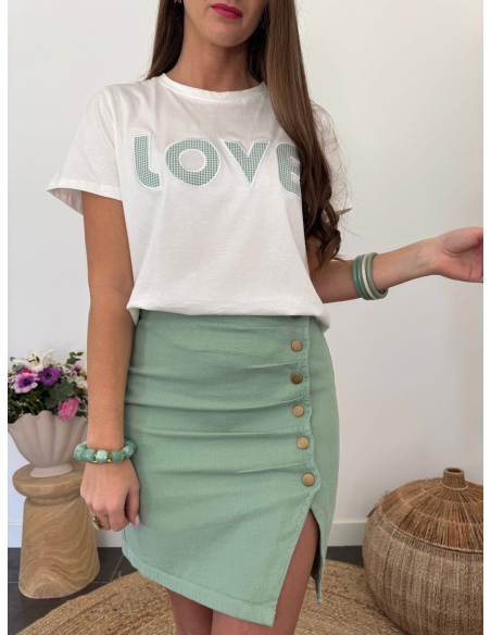 Gaston - t-shirt LOVE vert & blanc