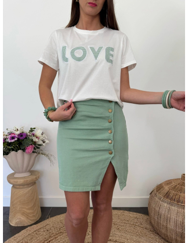 Gaston - t-shirt LOVE vert & blanc