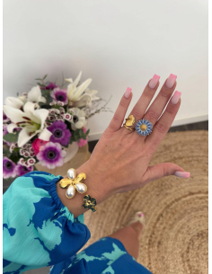 Belly - bague fleur bleue