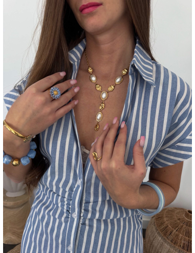 Mona - collier en Y perles nacrées