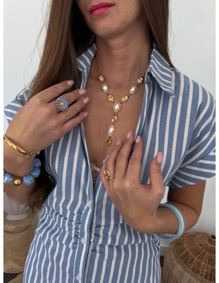 Mona - collier en Y perles nacrées