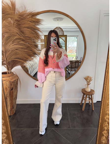 Eliel - gilet rayé rose