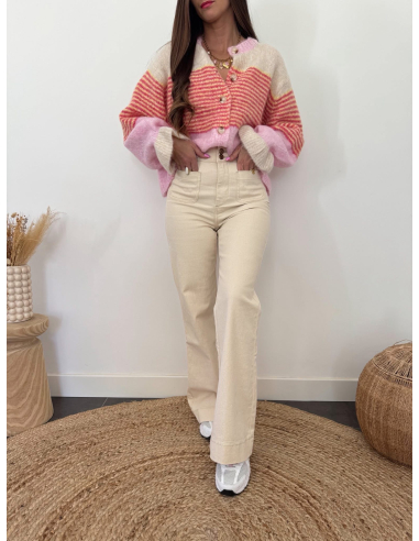 Eliel - gilet rayé rose