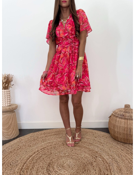 Alphie - robe fuchsia & orange