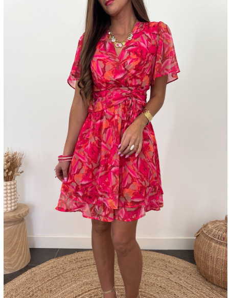 Alphie - robe fuchsia & orange