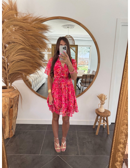 Alphie - robe fuchsia & orange