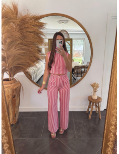 Alicio - pantalon rayé rouge & blanc