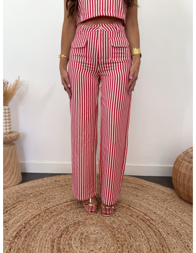 Alicio - pantalon rayé rouge & blanc